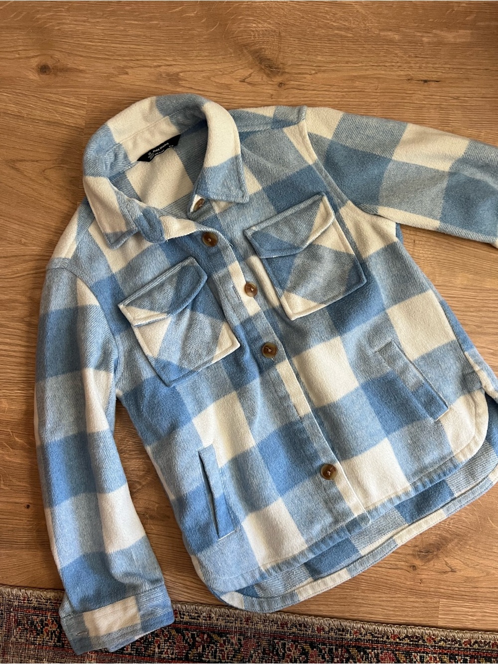 Girls blue gingham shacket